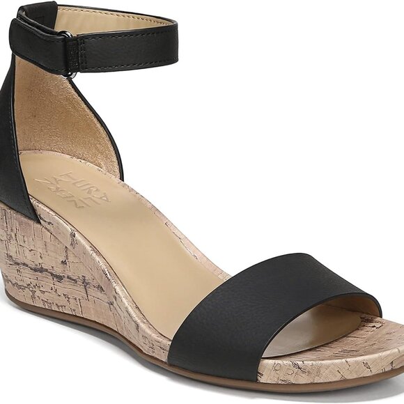 Shoes - Women's Wedge Sandal Cork Heel Comfort Stylish Black Size 8